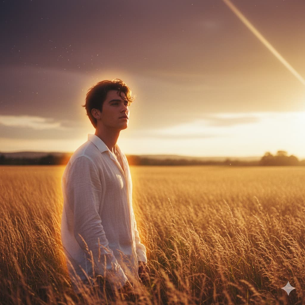 Nano Banana generated image: A wide-angle, hyper-realistic cinematic portrait of a person standing in a tall-grass field at golden hour. Warm, diffused sunlight forms a halo around the silhouette. They wear a loose white shirt, airy and slightly wrinkled, gently lifted by the breeze. Subtle translucence shows at fabric edges, folds reveal fibers and creases. The subject faces the horizon, relaxed, hair moving in the wind, skin detailed with pores, freckles, and a natural glow. Individual hair strands catch golden light.


Dust motes and grass pollen drift, blades shimmer, foreground softly blurred, mid-ground sharp. Shadows sculpt naturally, background dissolves into golden haze with distant hills or treeline in soft bokeh. Diagonal sun rays, faint lens flare, earthy desaturated sky with warm highlights. Composition emphasizes freedom and scale: subject by rule of thirds, leading lines of grass, wide horizon. Shot in 8K RAW, Kodak Portra 400 emulation: warm palette, subtle analog grain, soft vignette, halation around highlights. Cinematic, alive, textured, human.